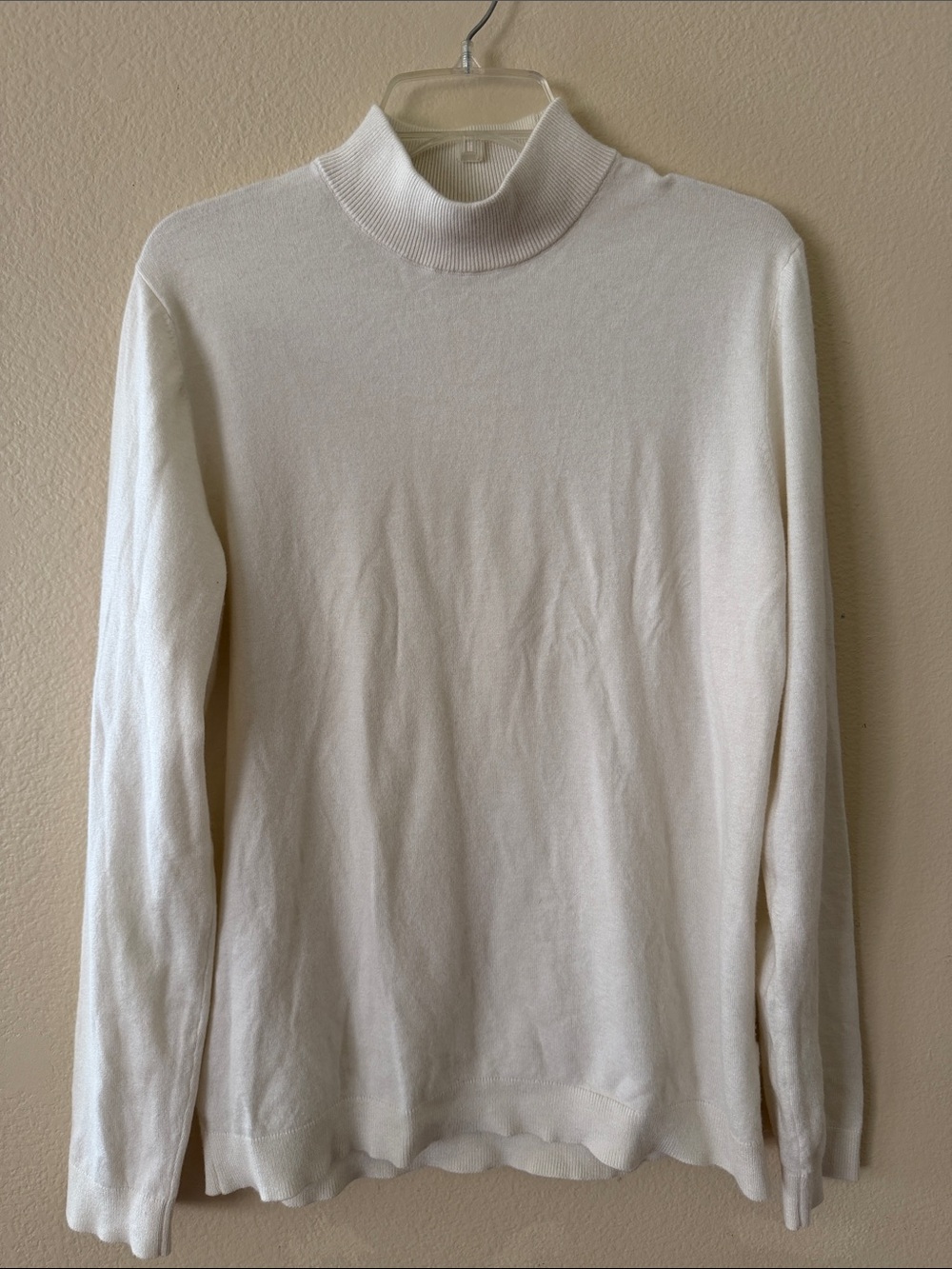 Men's Cream Turtleneck Sweater - Lightweight Everyday Knit